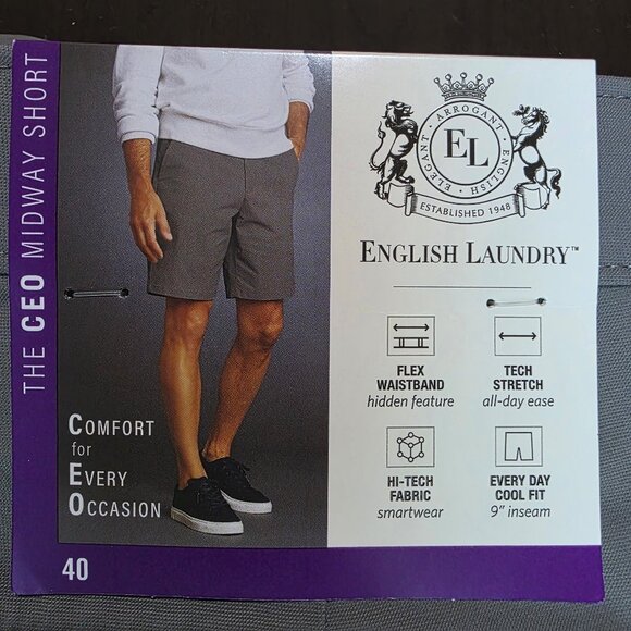 English Laundry Other - English Laundry CEO Midway Flex Stretch Shorts 9" Inseam Men's Size 40 Gray